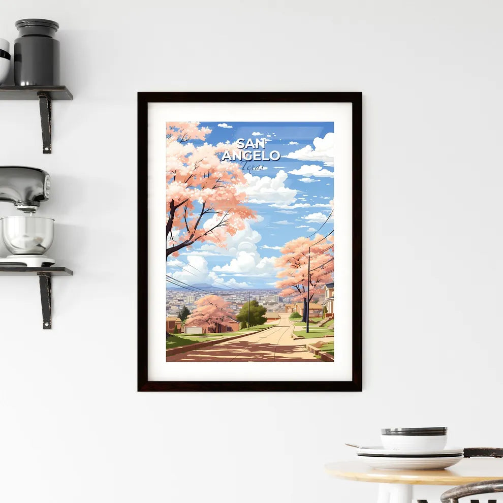 San Angelo, Texas, A Poster of a street with pink trees and houses on it Default Title