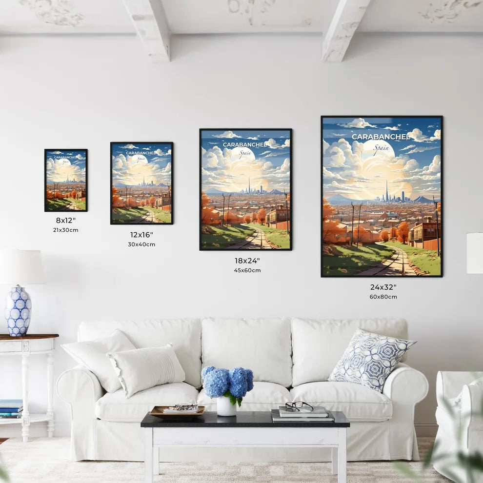 Carabanchel, Spain, A Poster of a city landscape with trees and buildings Default Title