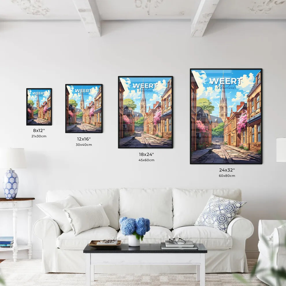 Weert, Netherlands, A Poster of a street with a church tower in the background Default Title