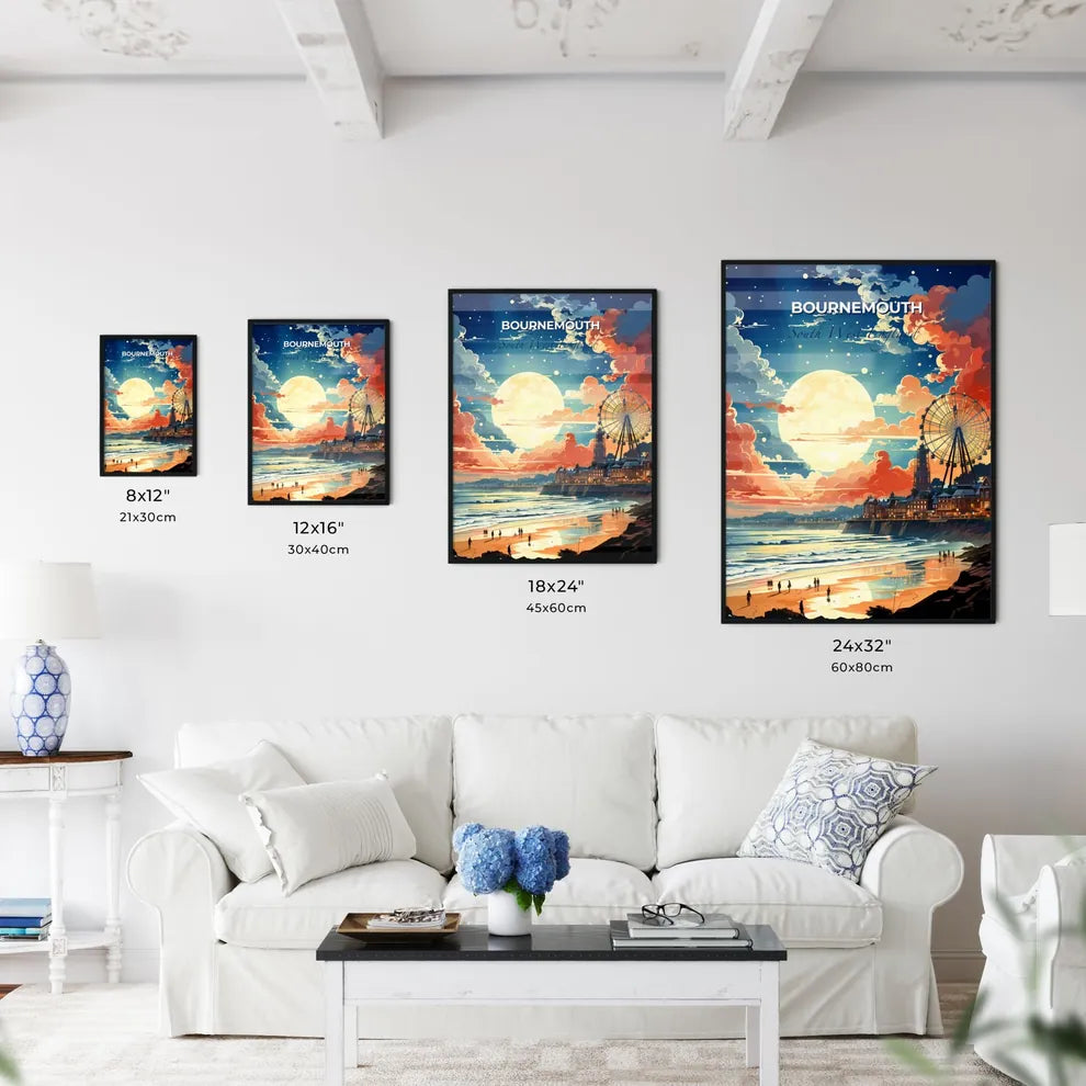 Bournemouth, South West England, A Poster of a large moon over a beach Default Title