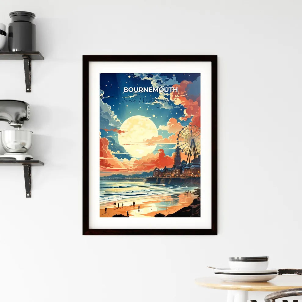Bournemouth, South West England, A Poster of a large moon over a beach Default Title
