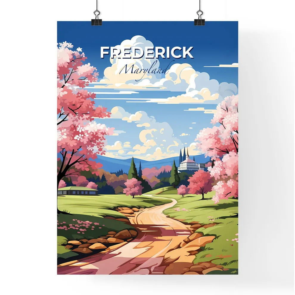 Frederick, Maryland, A Poster of a landscape with pink trees and a road Default Title