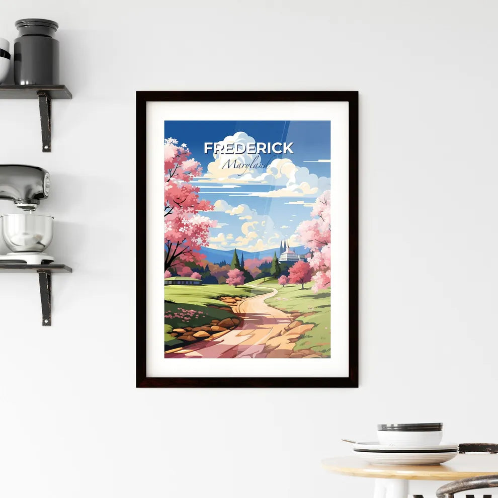 Frederick, Maryland, A Poster of a landscape with pink trees and a road Default Title