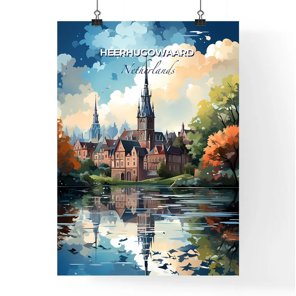 Heerhugowaard, Netherlands, A Poster of a painting of a castle by a lake Default Title