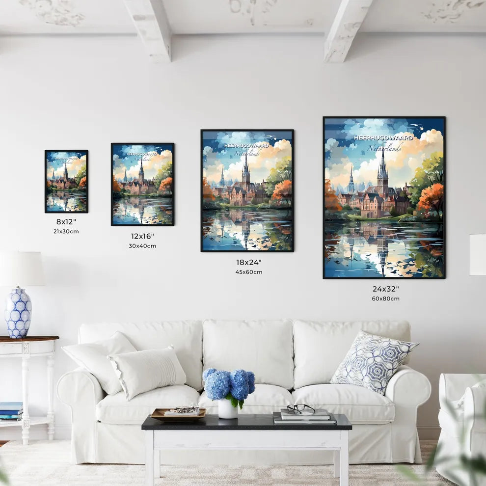 Heerhugowaard, Netherlands, A Poster of a painting of a castle by a lake Default Title