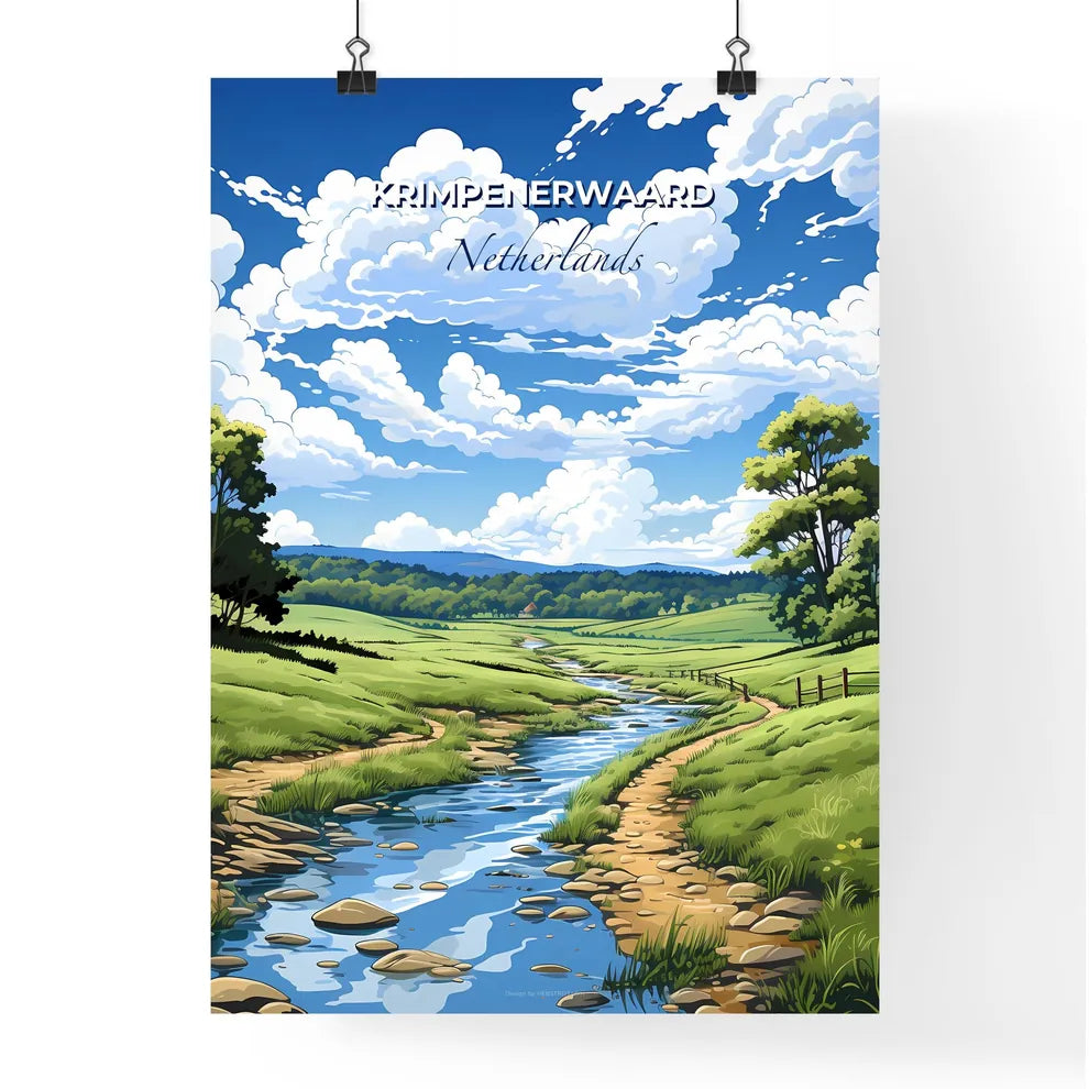 Krimpenerwaard, Netherlands, A Poster of a stream running through a grassy field Default Title