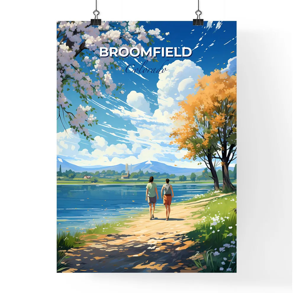 Broomfield, Colorado, A Poster of two people walking on a path by a lake Default Title