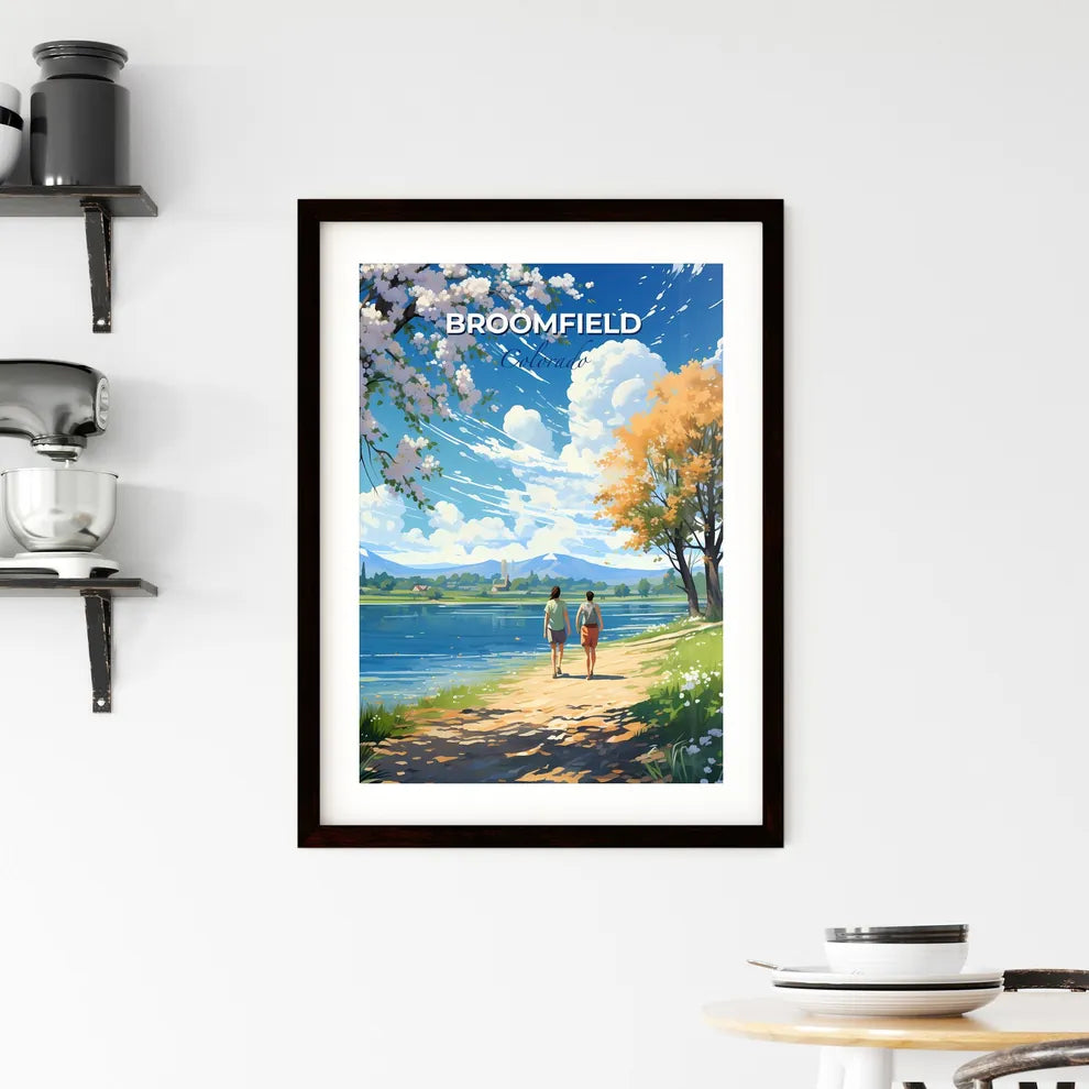 Broomfield, Colorado, A Poster of two people walking on a path by a lake Default Title