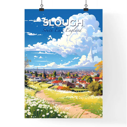 Slough, South East England, A Poster of a landscape of a town with flowers and trees Default Title