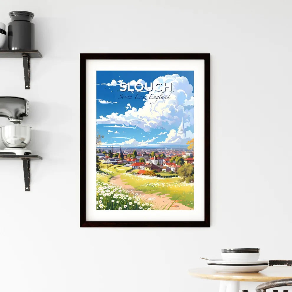 Slough, South East England, A Poster of a landscape of a town with flowers and trees Default Title