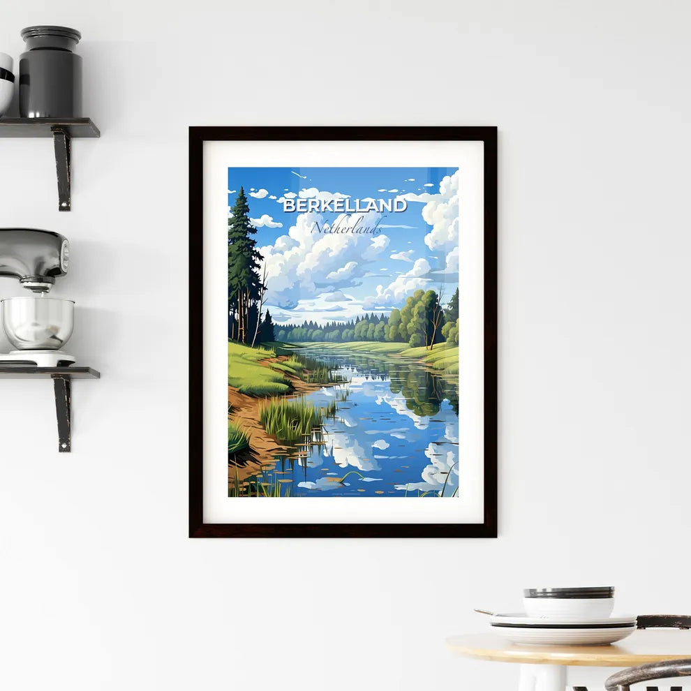 Berkelland, Netherlands, A Poster of a river with grass and trees Default Title