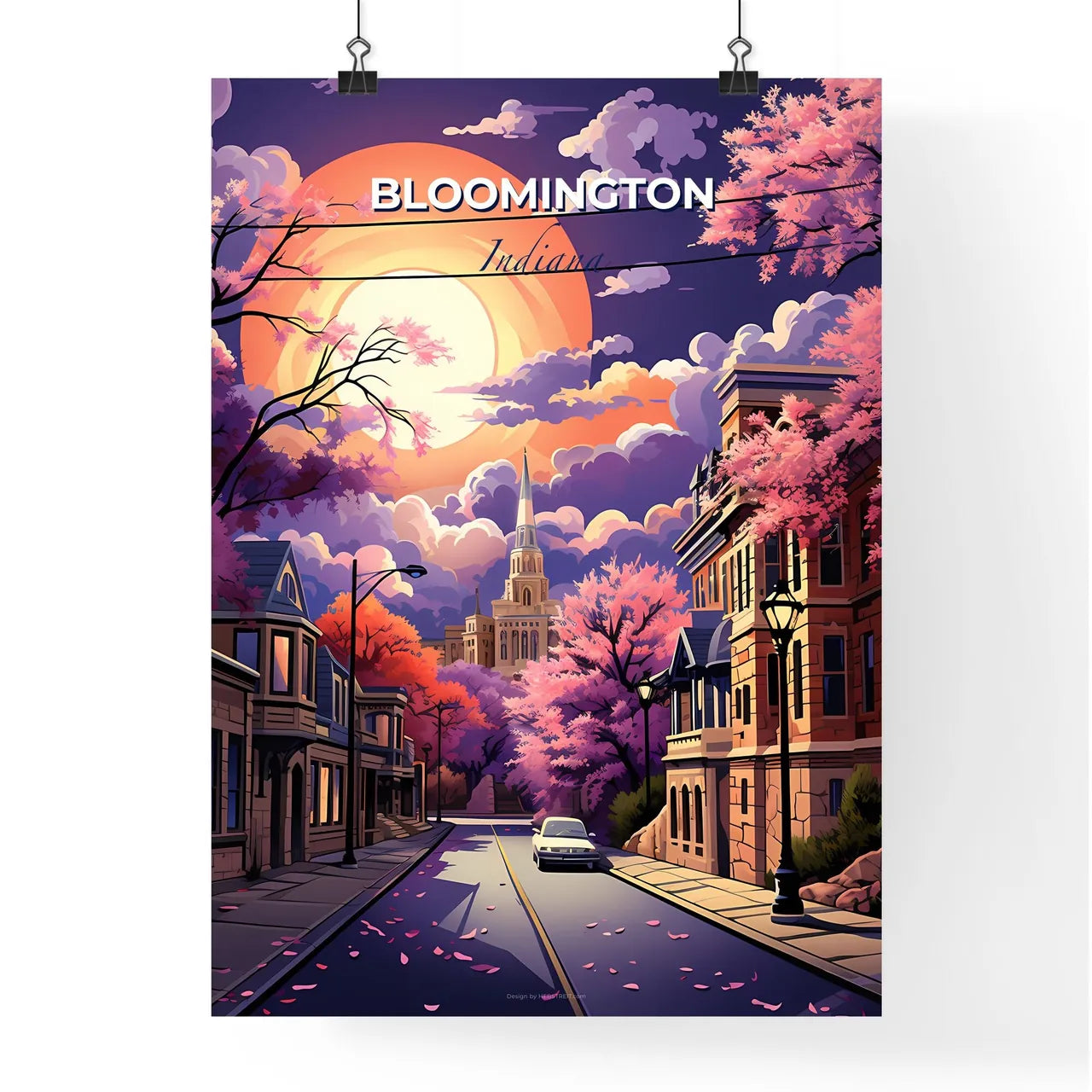 Bloomington, Indiana, A Poster of a street with trees and buildings in the background Default Title