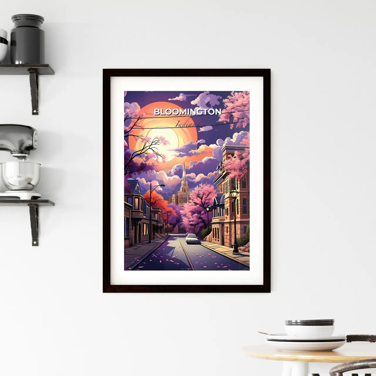 Bloomington, Indiana, A Poster of a street with trees and buildings in the background Default Title