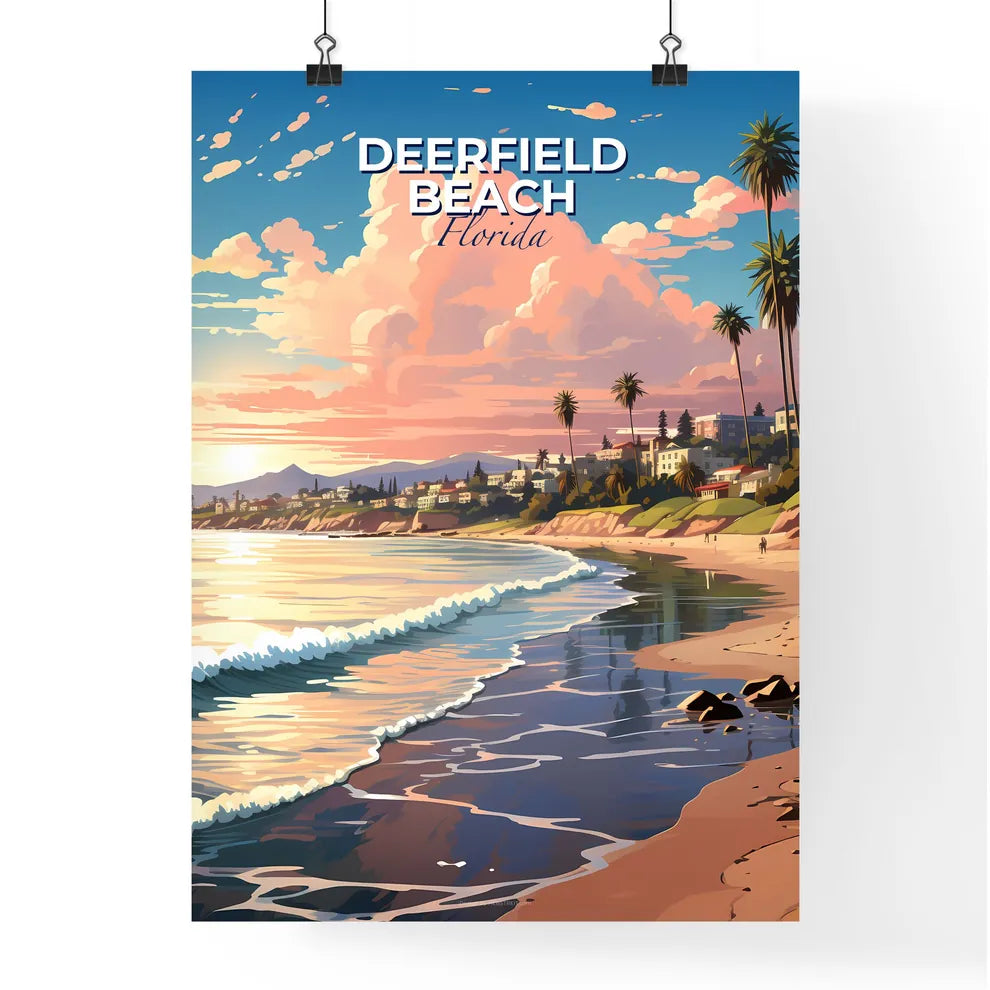 Deerfield Beach, Florida, A Poster of a beach with palm trees and a body of water Default Title