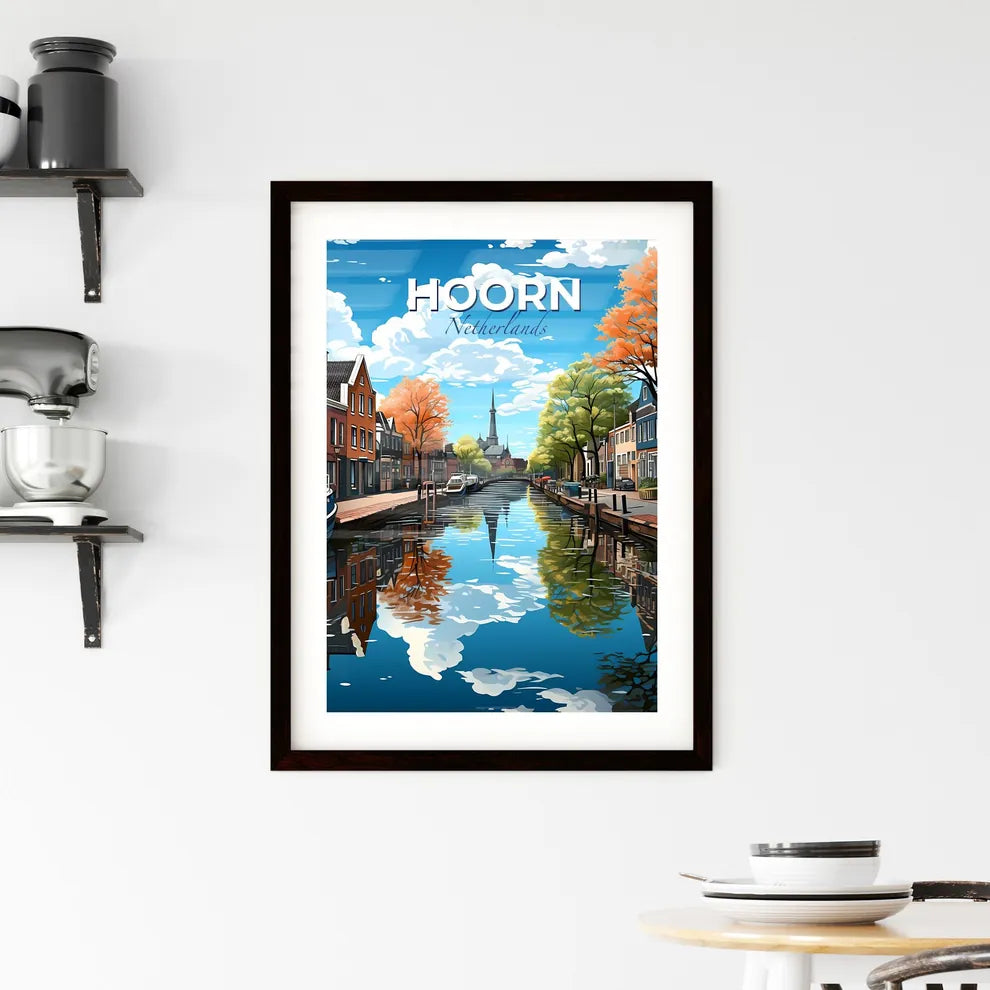 Hoorn, Netherlands, A Poster of a water canal with buildings and trees Default Title