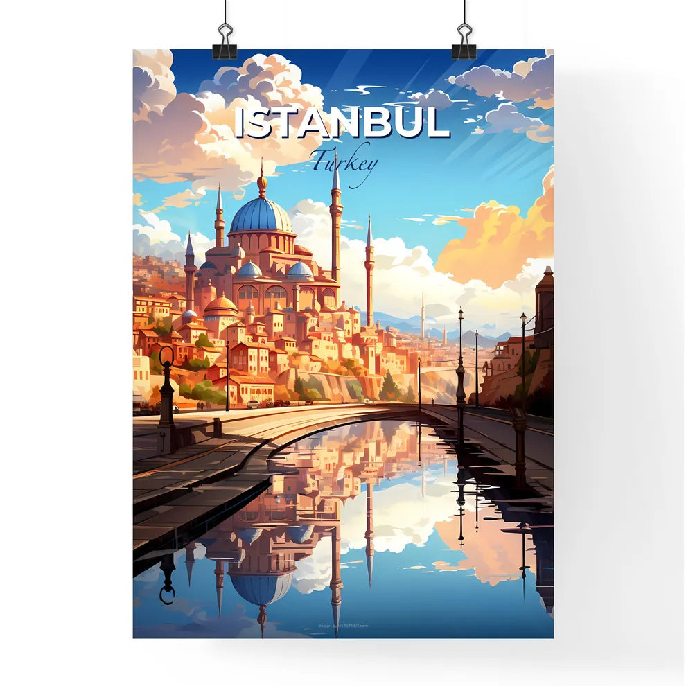 Istanbul, Turkey, A Poster of a water way with a city and buildings Default Title