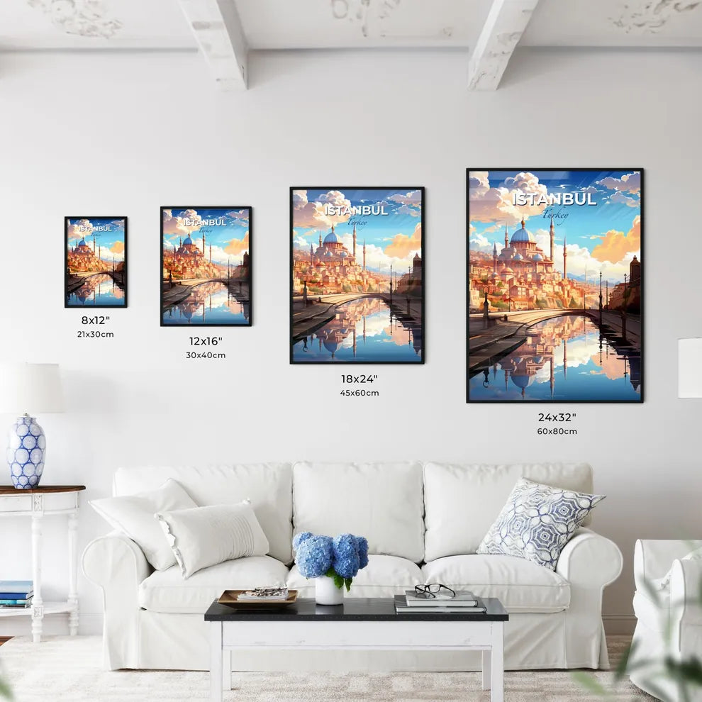 Istanbul, Turkey, A Poster of a water way with a city and buildings Default Title