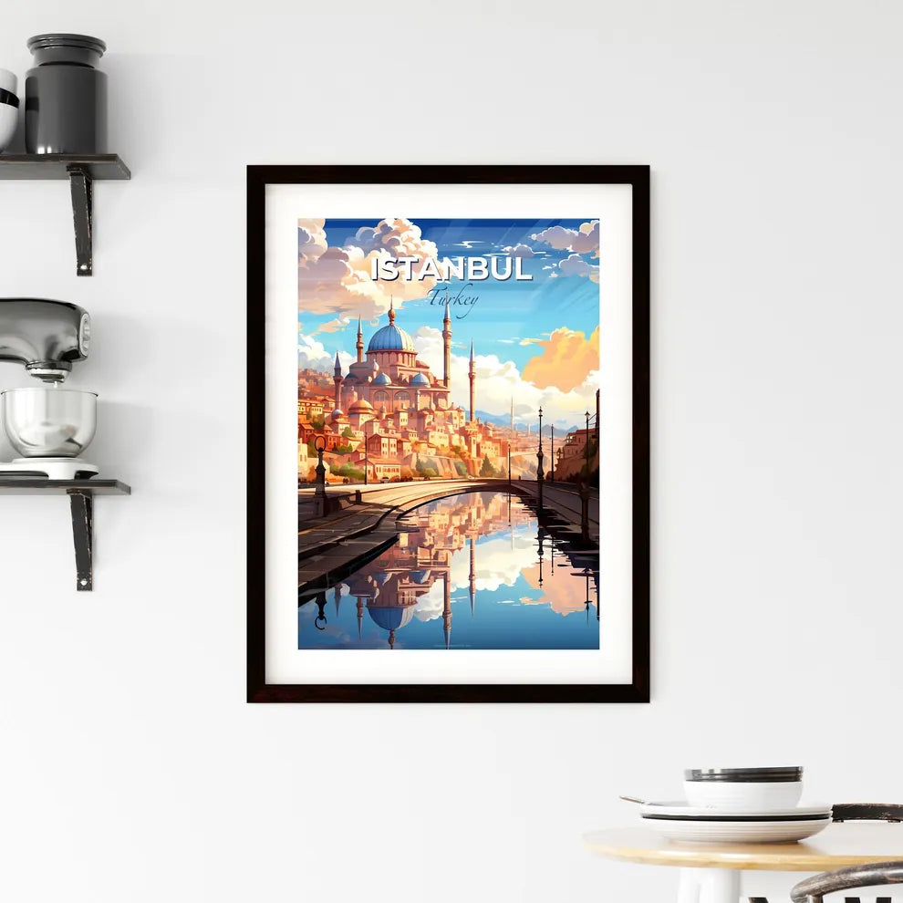 Istanbul, Turkey, A Poster of a water way with a city and buildings Default Title