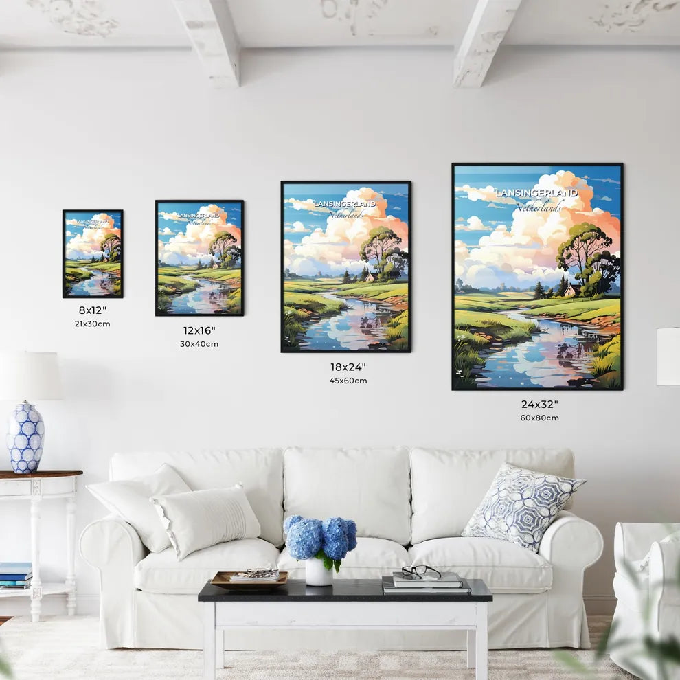 Lansingerland, Netherlands, A Poster of a stream running through a grassy field Default Title