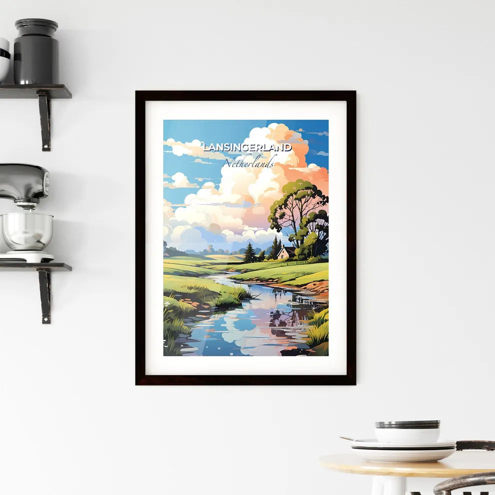 Lansingerland, Netherlands, A Poster of a stream running through a grassy field Default Title