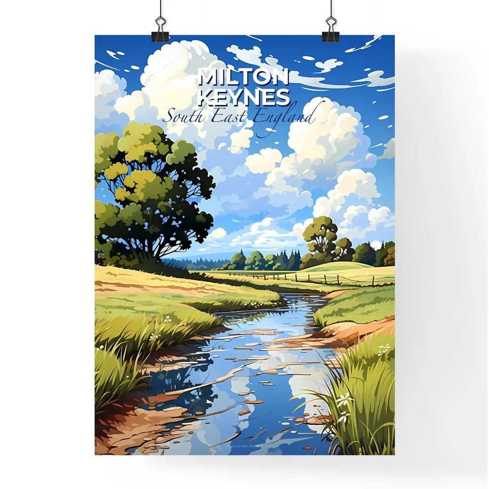 Milton Keynes, South East England, A Poster of a stream running through a field Default Title