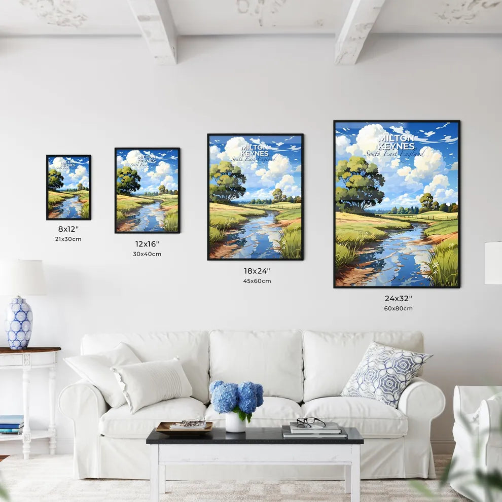 Milton Keynes, South East England, A Poster of a stream running through a field Default Title