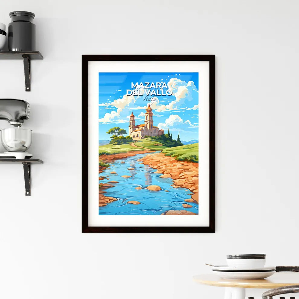 Mazara Del Vallo, Italy, A Poster of a water way through a grassy area with a building and trees Default Title