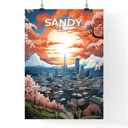 Sandy, Utah, A Poster of a cityscape with trees and sun Default Title