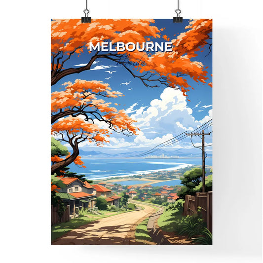 Melbourne, Florida, A Poster of a road with orange trees and houses on the side Default Title