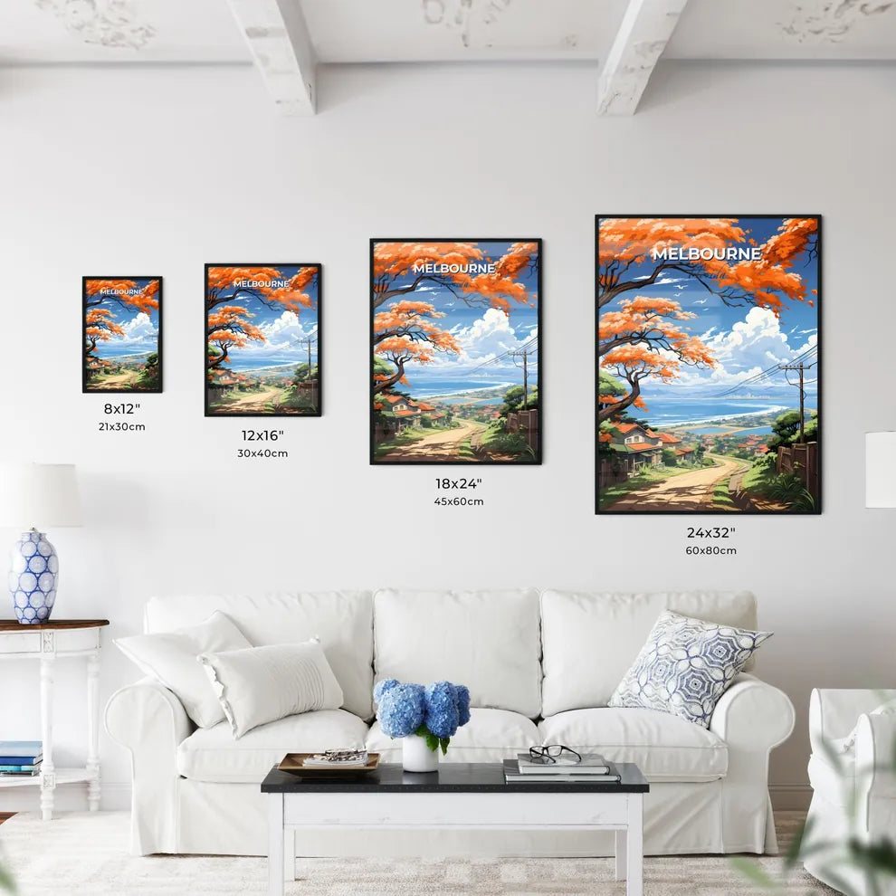 Melbourne, Florida, A Poster of a road with orange trees and houses on the side Default Title