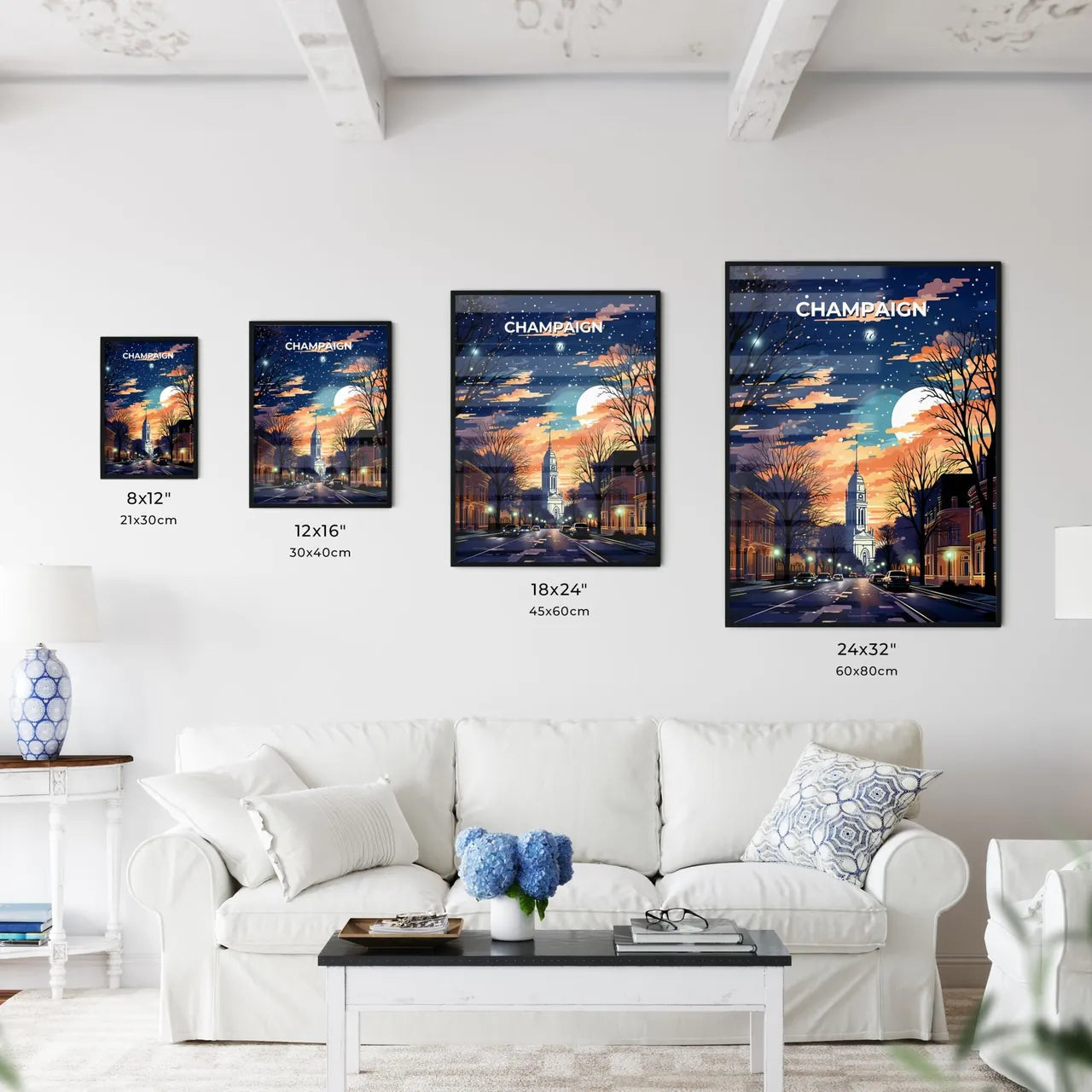 Champaign, Illinois, A Poster of a street with cars and a large moon in the sky Default Title