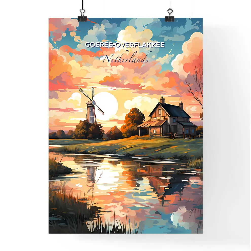 Goeree-Overflakkee, Netherlands, A Poster of a house near a river Default Title