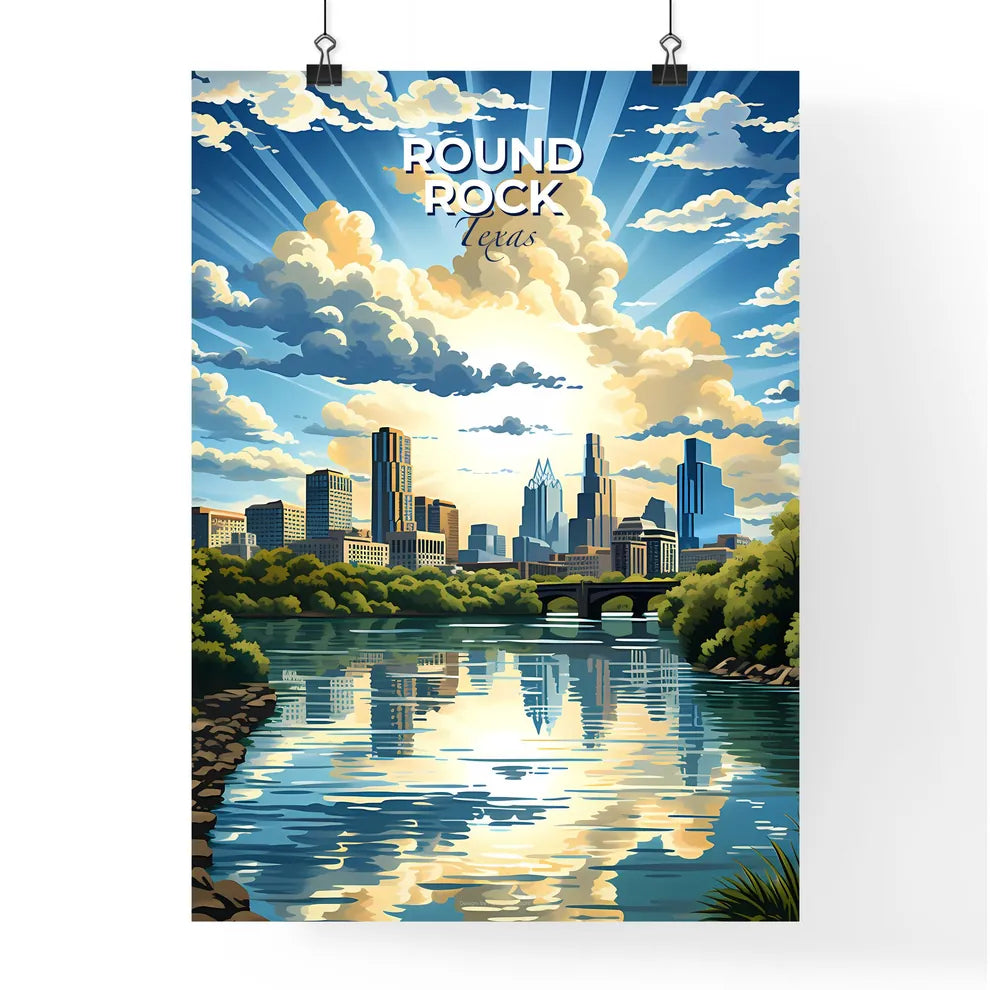 Round Rock, Texas, A Poster of a river with trees and a city in the background Default Title