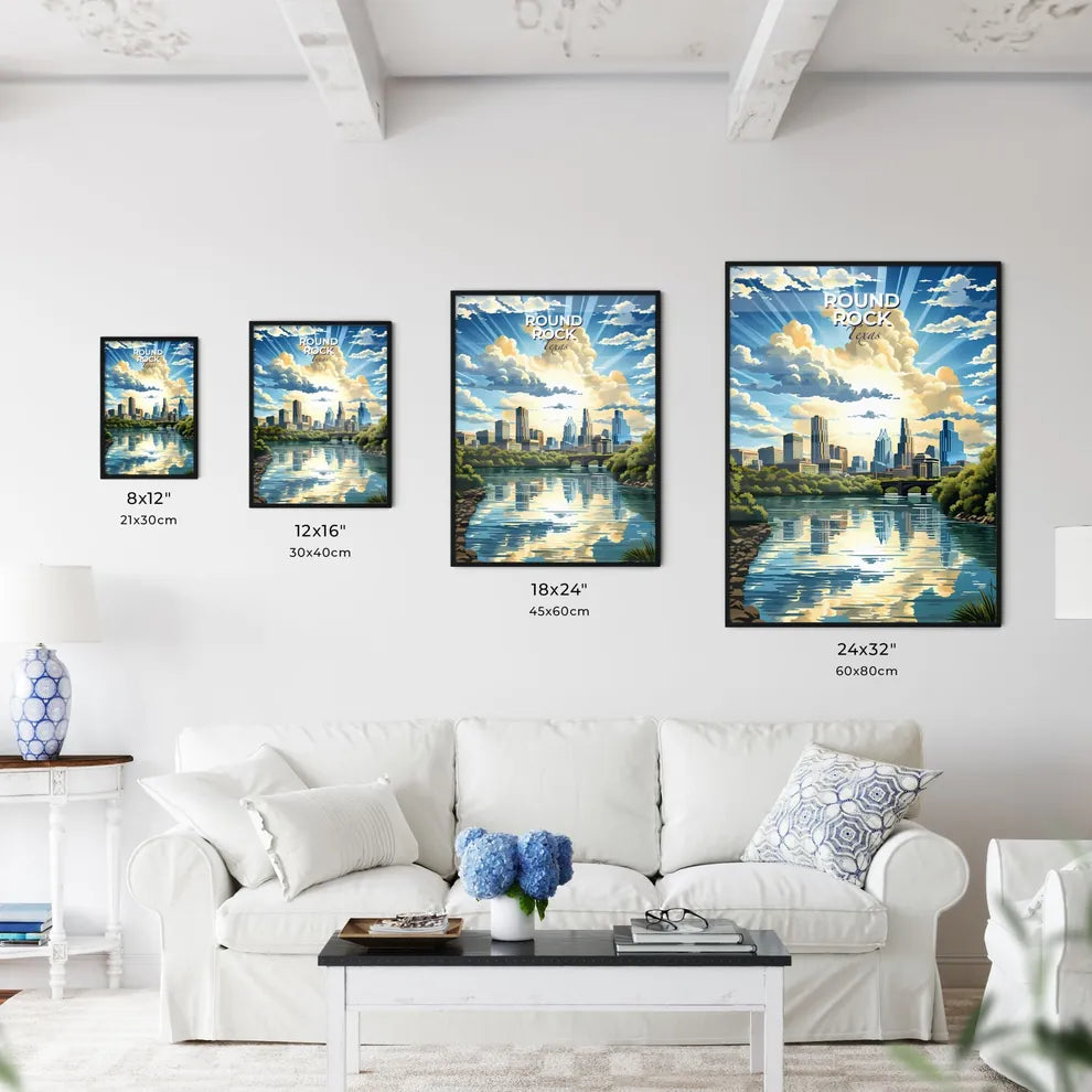 Round Rock, Texas, A Poster of a river with trees and a city in the background Default Title