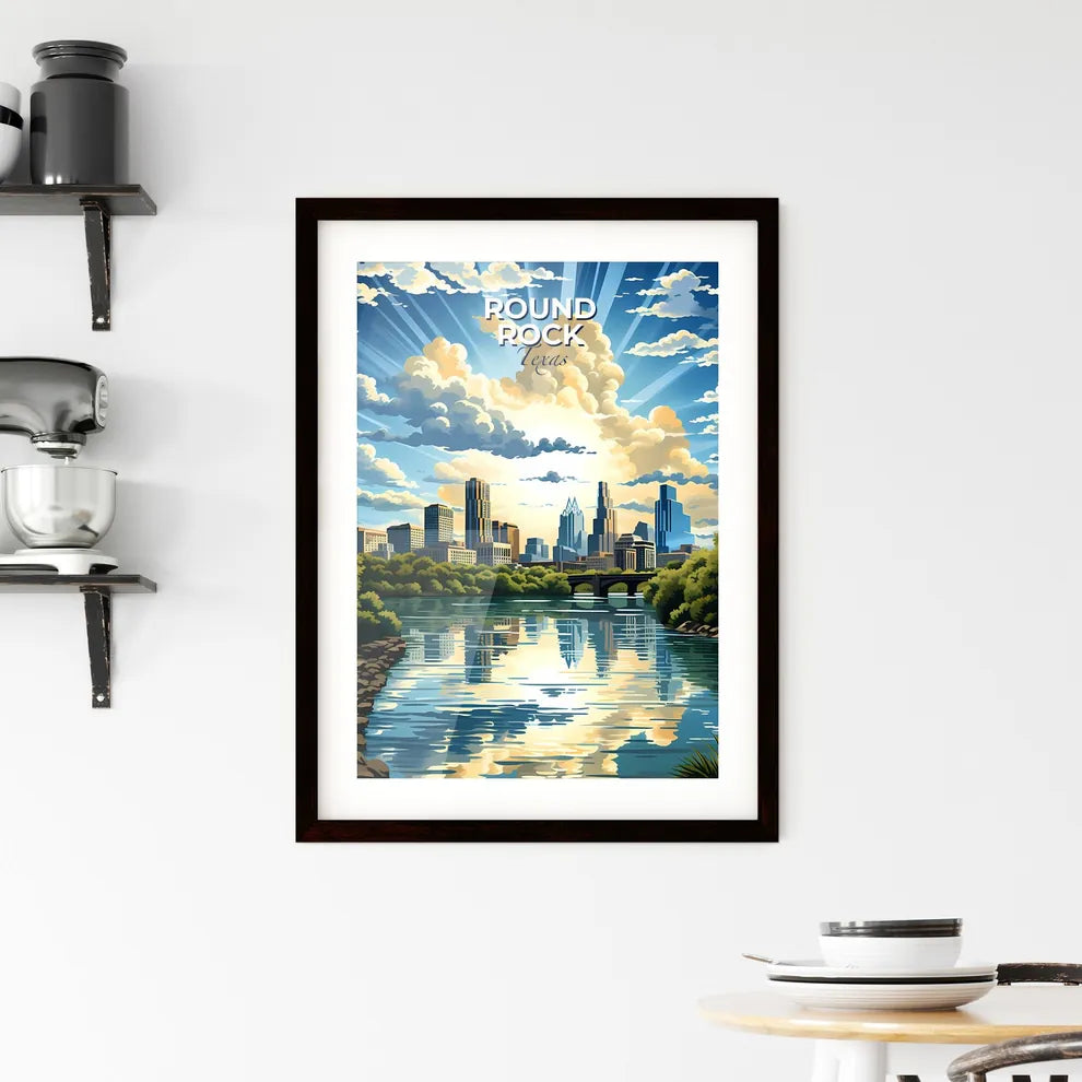 Round Rock, Texas, A Poster of a river with trees and a city in the background Default Title