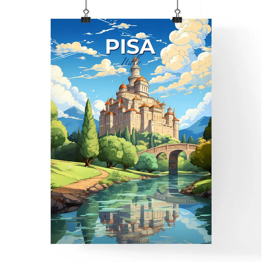 Pisa, Italy, A Poster of a castle with a bridge over a river Default Title