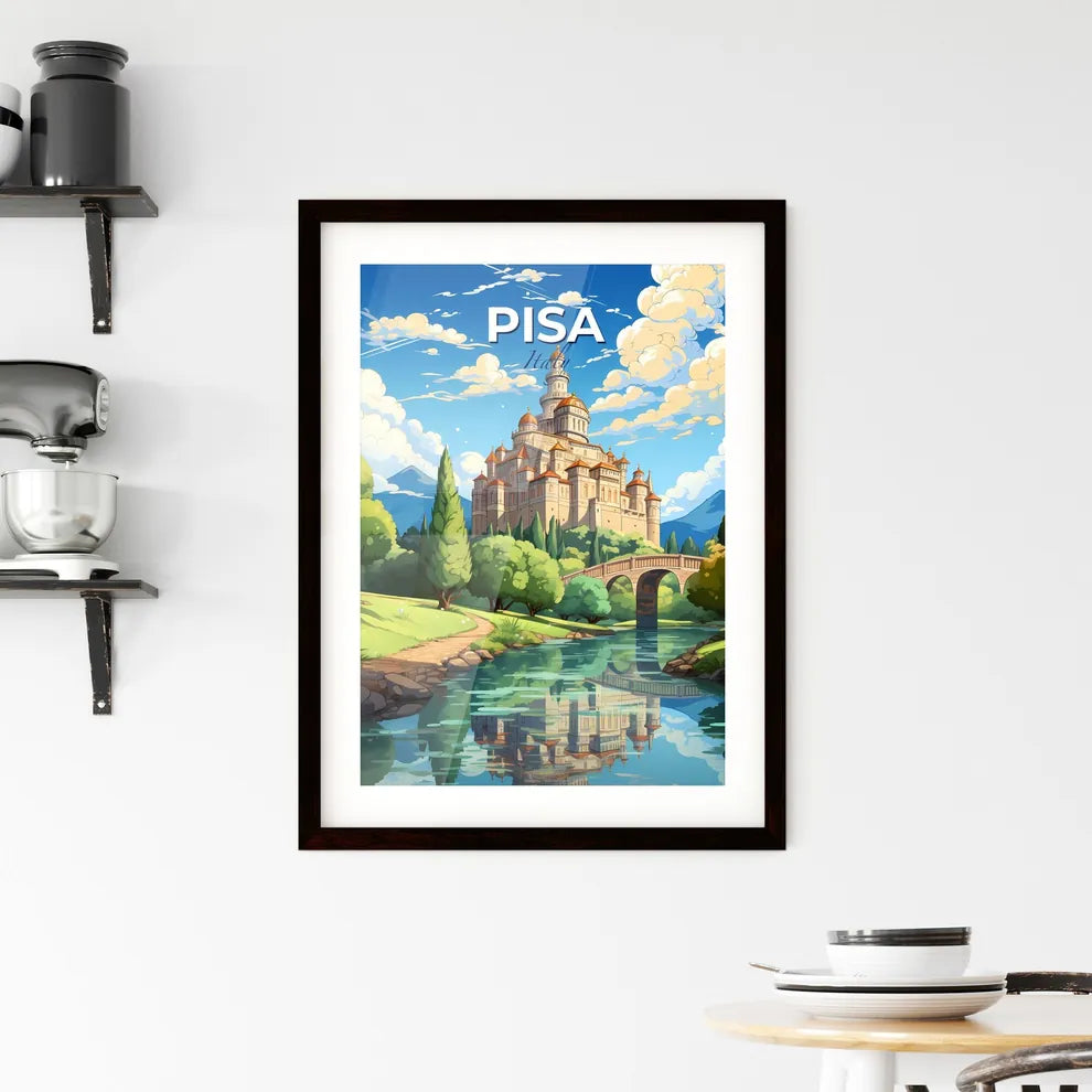 Pisa, Italy, A Poster of a castle with a bridge over a river Default Title