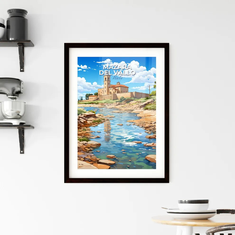 Mazara Del Vallo, Italy, A Poster of a river running through a rocky area with a building and trees Default Title