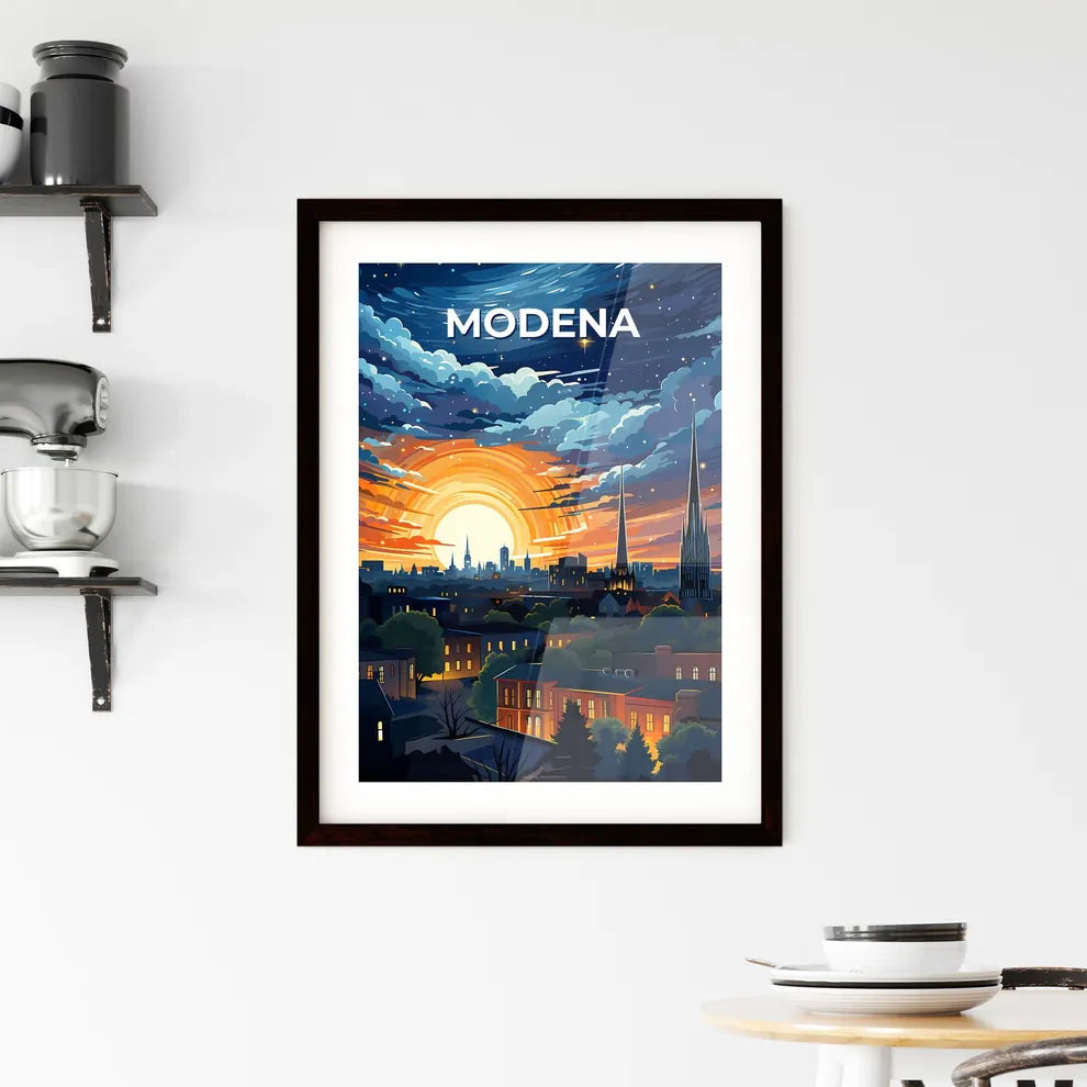 Modena, Italy, A Poster of a cityscape with a sunset Default Title
