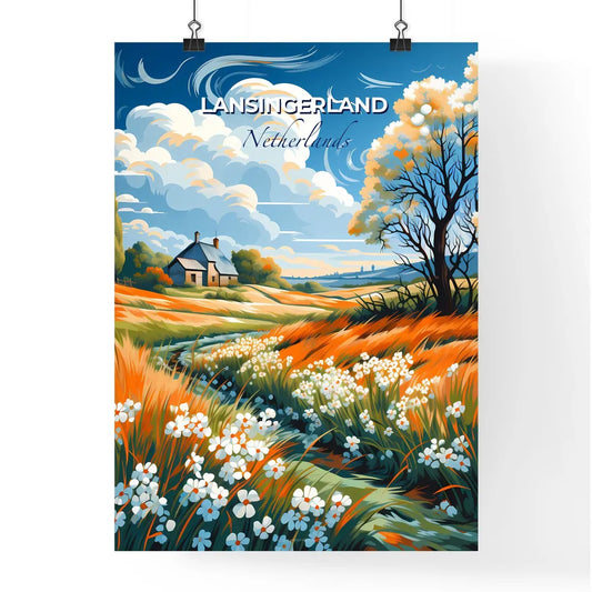 Lansingerland, Netherlands, A Poster of a painting of a house and a field of flowers Default Title