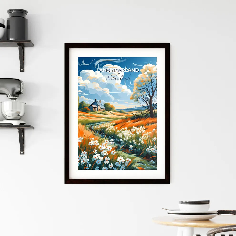 Lansingerland, Netherlands, A Poster of a painting of a house and a field of flowers Default Title