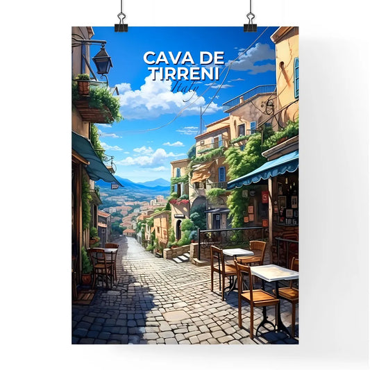 Cava De Tirreni, Italy, A Poster of a street with tables and chairs in a city Default Title