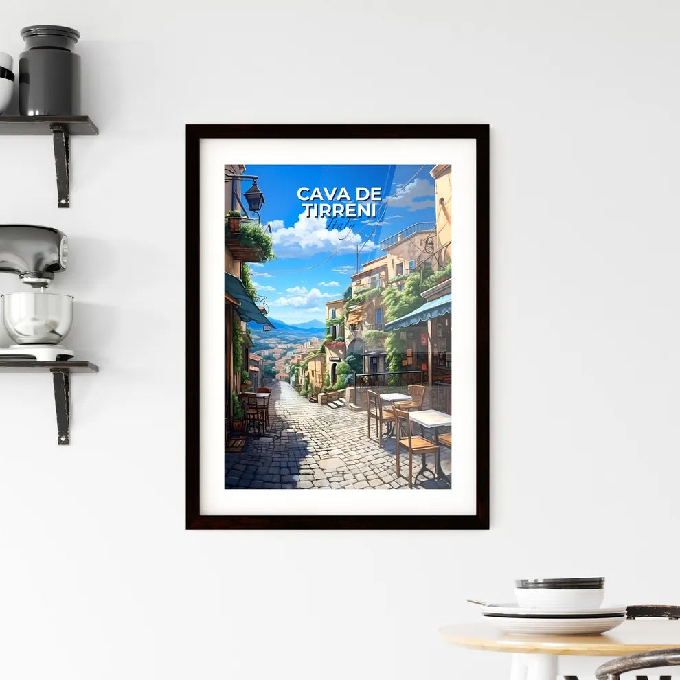 Cava De Tirreni, Italy, A Poster of a street with tables and chairs in a city Default Title