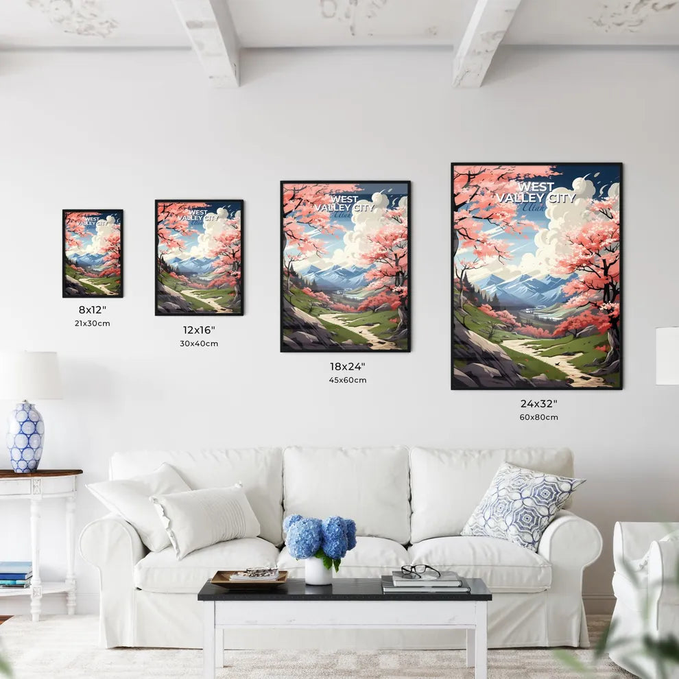 West Valley City, Utah, A Poster of a landscape with pink trees and mountains Default Title