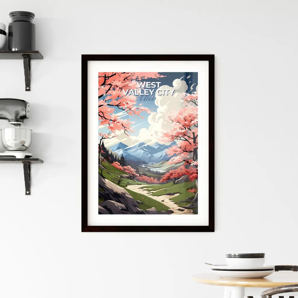 West Valley City, Utah, A Poster of a landscape with pink trees and mountains Default Title