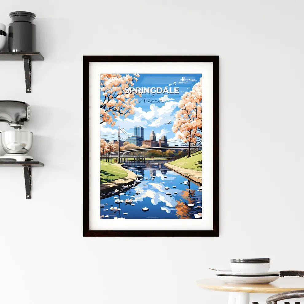 Springdale, Arkansas, A Poster of a river with a bridge and trees Default Title