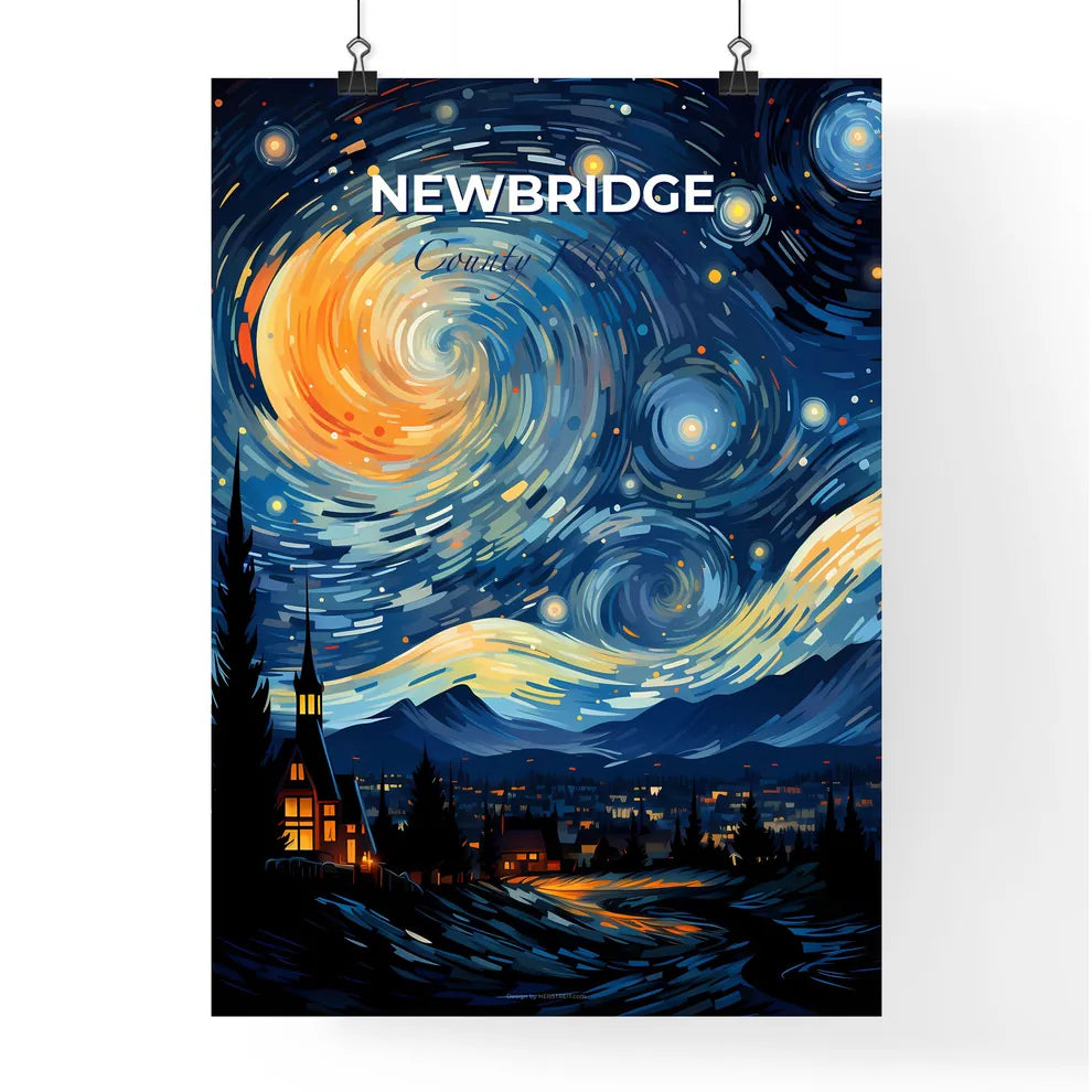 Newbridge, County Kildare, A Poster of a painting of a town with trees and a church in the background Default Title