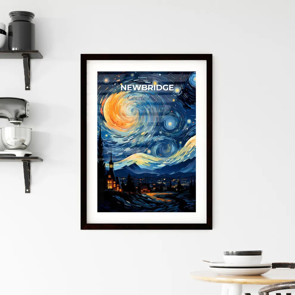 Newbridge, County Kildare, A Poster of a painting of a town with trees and a church in the background Default Title