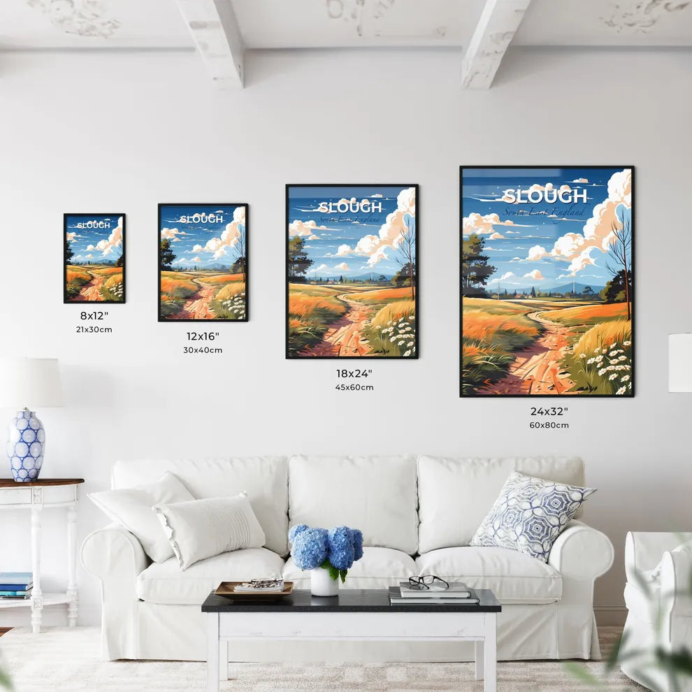 Slough, South East England, A Poster of a dirt road through a field Default Title