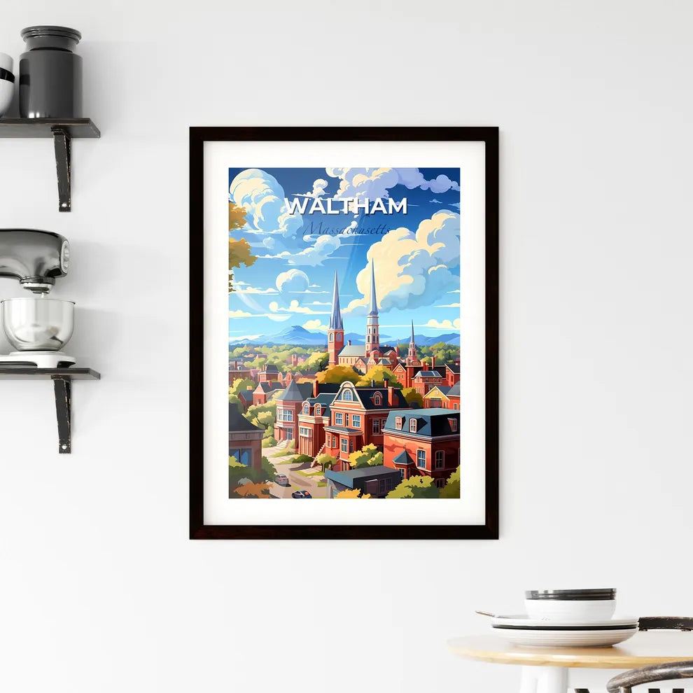 Waltham, Massachusetts, A Poster of a city with trees and buildings Default Title